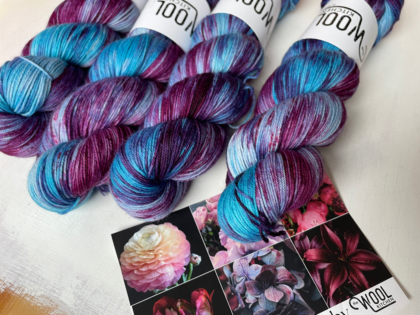 Floral Fade Image 5 Hydrangea | Monthly Yarn Club | 4ply sock, Luxury 4ply Merino Silk, DK Wool