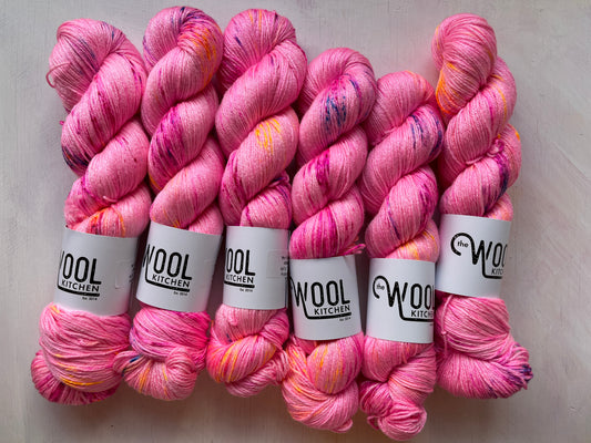 Popping Candy from the Luxury 4ply Merino Silk collection by the hand dyed yarn expert.