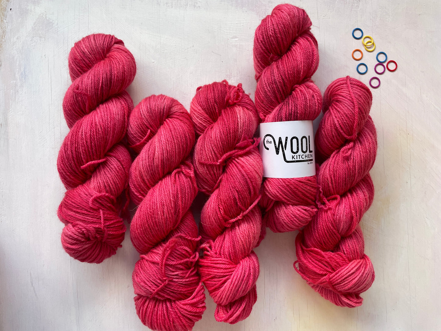 Feeling Rosey from the BFL DK Wool Collection by the hand dyed yarn expert, The Wool Kitchen 