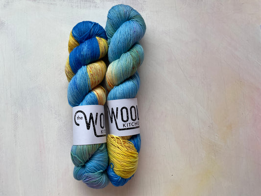 Sale Yarn Blue Halite Minor Sylvite 2 skein bundle 4ply sock yarn from the hand dyed yarn expert, The Wool Kitchen