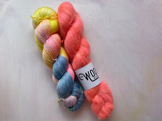 Sale yarn luxury mix duo Eos merino silk 4ply & frenchie mohair lace from the hand dyed yarn expert, The Wool Kitchen