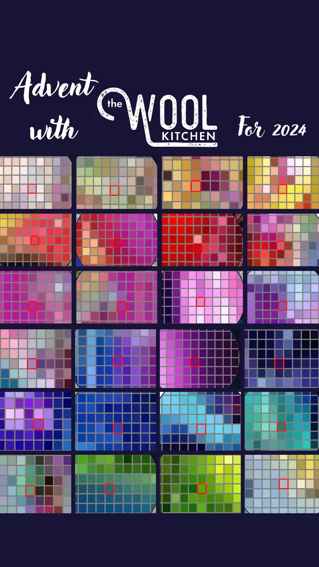 Advent with the Wool Kitchen 2024 Yarn Advent Calendar Mood Board from the hand dyed yarn expert, The Wool KItchen